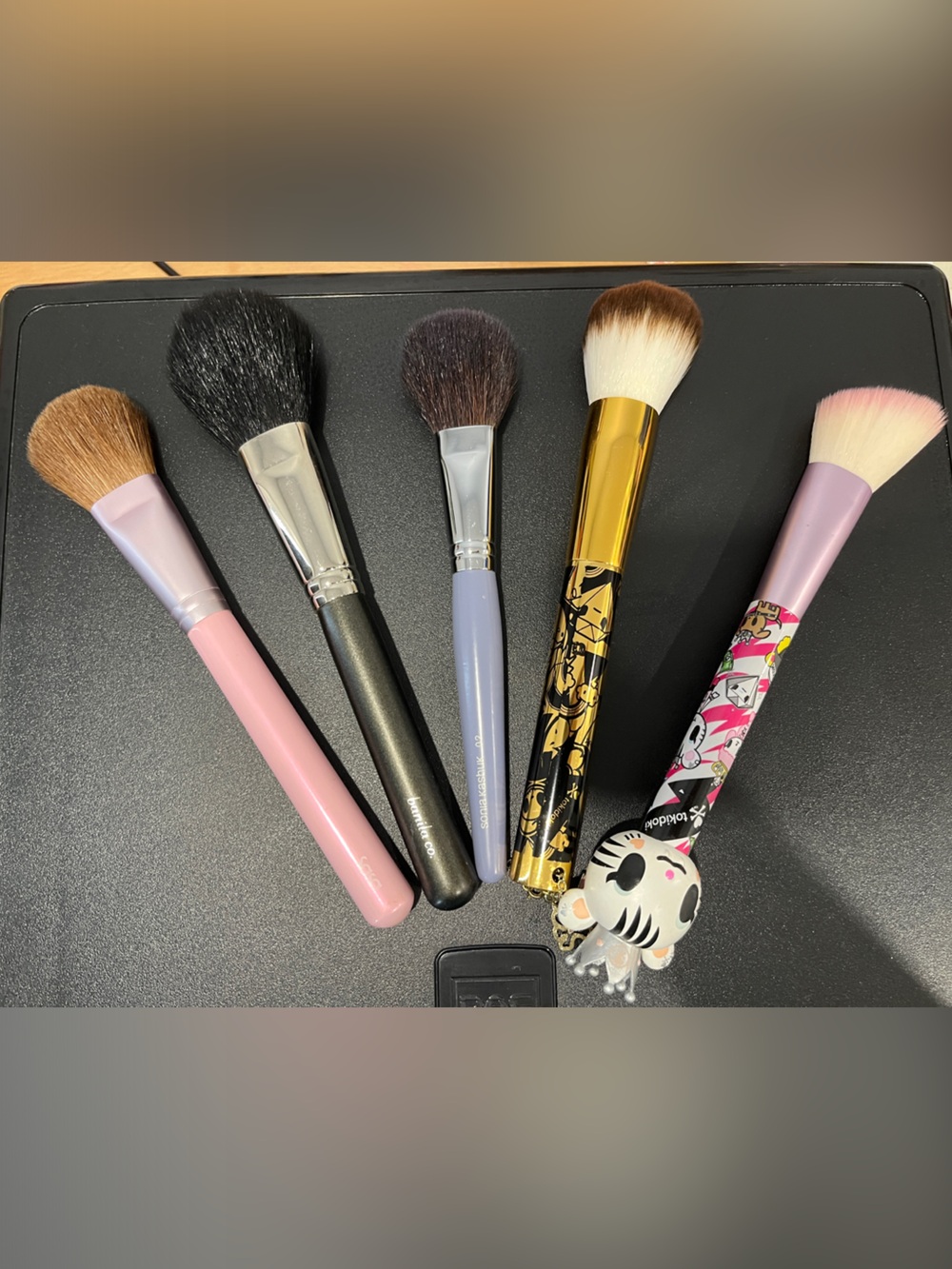 Makeup Brush Set - Pink, Black, Lavender, Gold, White